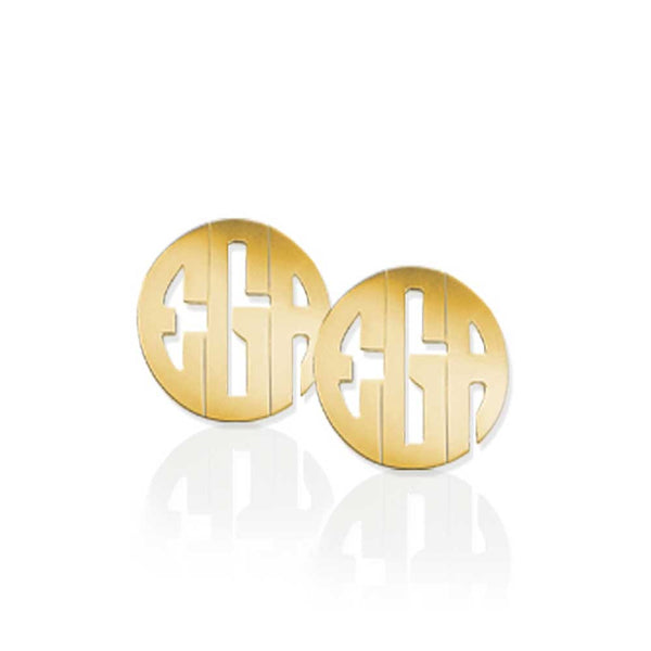 Jane Basch Block Monogram Post Earrings - 14K Gold or Gold Vermeil