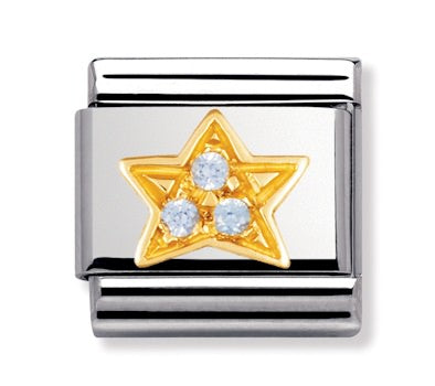 Authentic Nomination Link - Star - Light Blue CZ