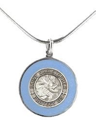 Silver St. Christopher Medal with Enamel Rim