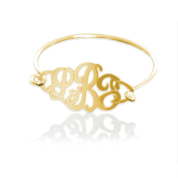 Jane Basch Monogram Bangle Bracelet - Gold Vermeil