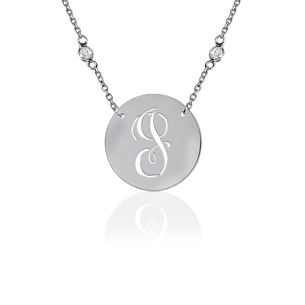 Sterling Silver Initial Necklace with Beaded Chain – Sterling Forever