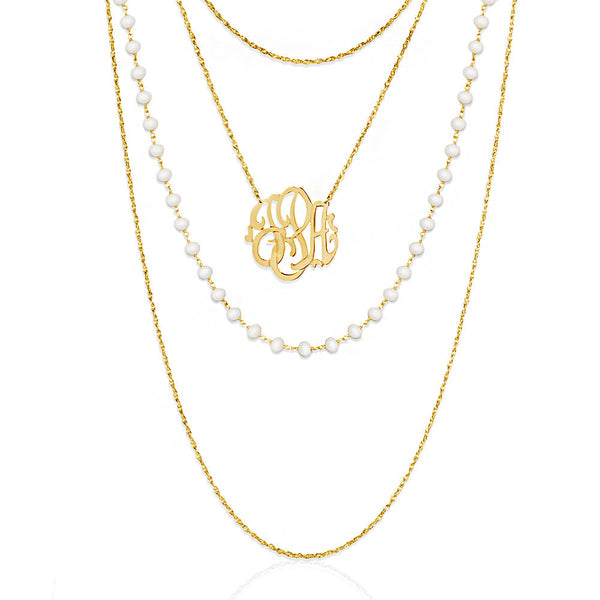 Jane Basch Designs Layers of Luxe Monogram Necklace - Gold
