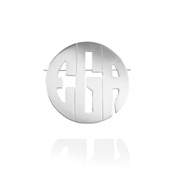 Basch Block Monogram Pin/Pendant - Sterling Silver
