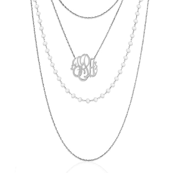Jane Basch Designs Layers of Luxe Monogram Necklace - Silver