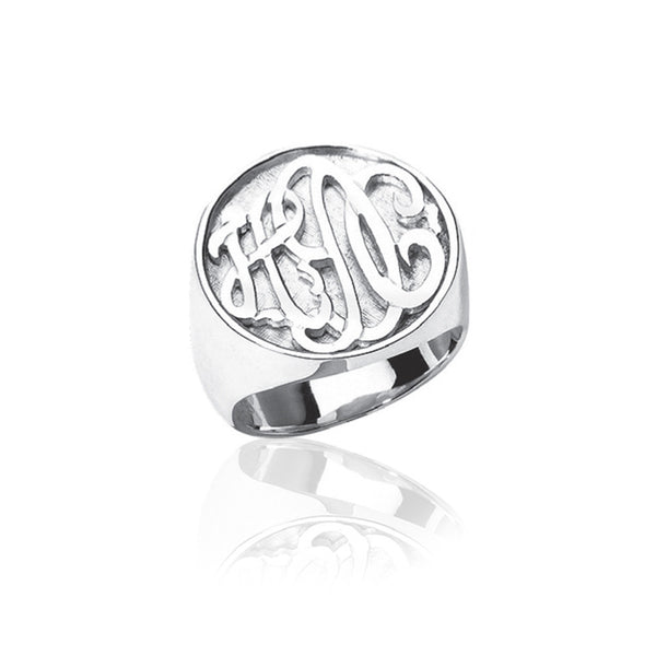Jane Basch Designs Sterling Silver Carved Monogram Ring