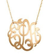 Jane Basch Lace Monogram Necklace - 14K Gold or Gold Vermeil