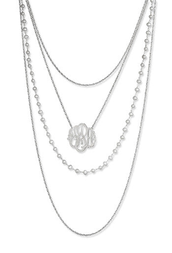 Jane Basch Designs Layers of Luxe Monogram Necklace - Silver