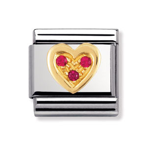 Authentic Nomination Link - Heart with Arrow - Red CZ