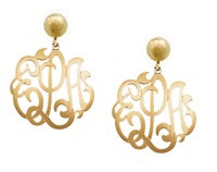 Jane Basch Drop Earrings with Lace Monogram - 14K Gold or Gold Vermeil