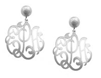 Jane Basch Drop Earrings with Lace Monogram - Sterling Silver