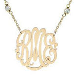 Jane Basch Designs Gold Monogram Necklace on CZ Station Chain