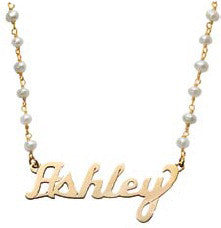Name Necklace - Script & Pearl Chain
