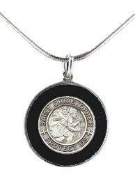 Silver St Christopher Medal - Choose Your Favorite Color for the Rim