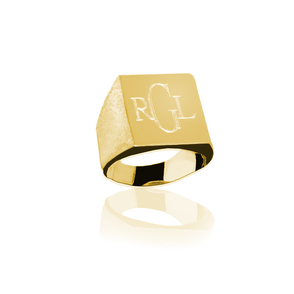 Jane Basch Designs Large Rectangle Ring GOLD - FREE Engraving