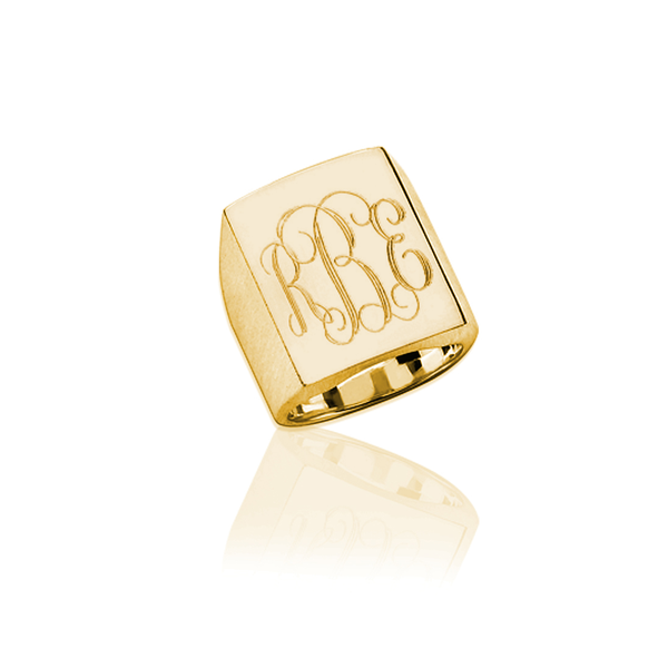 Jane Basch Designs Large Rectangle Ring GOLD - FREE Engraving