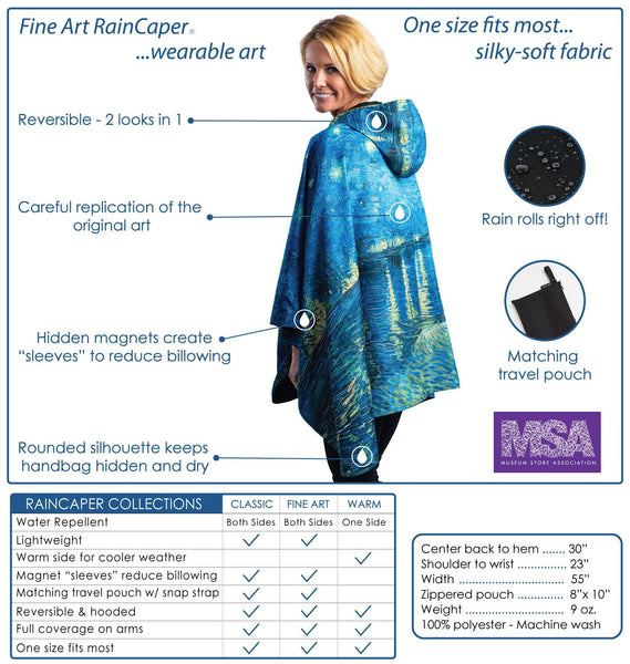 FINE ART RAINCAPER - VAN GOGH STARRY NIGHT TRAVEL CAPE